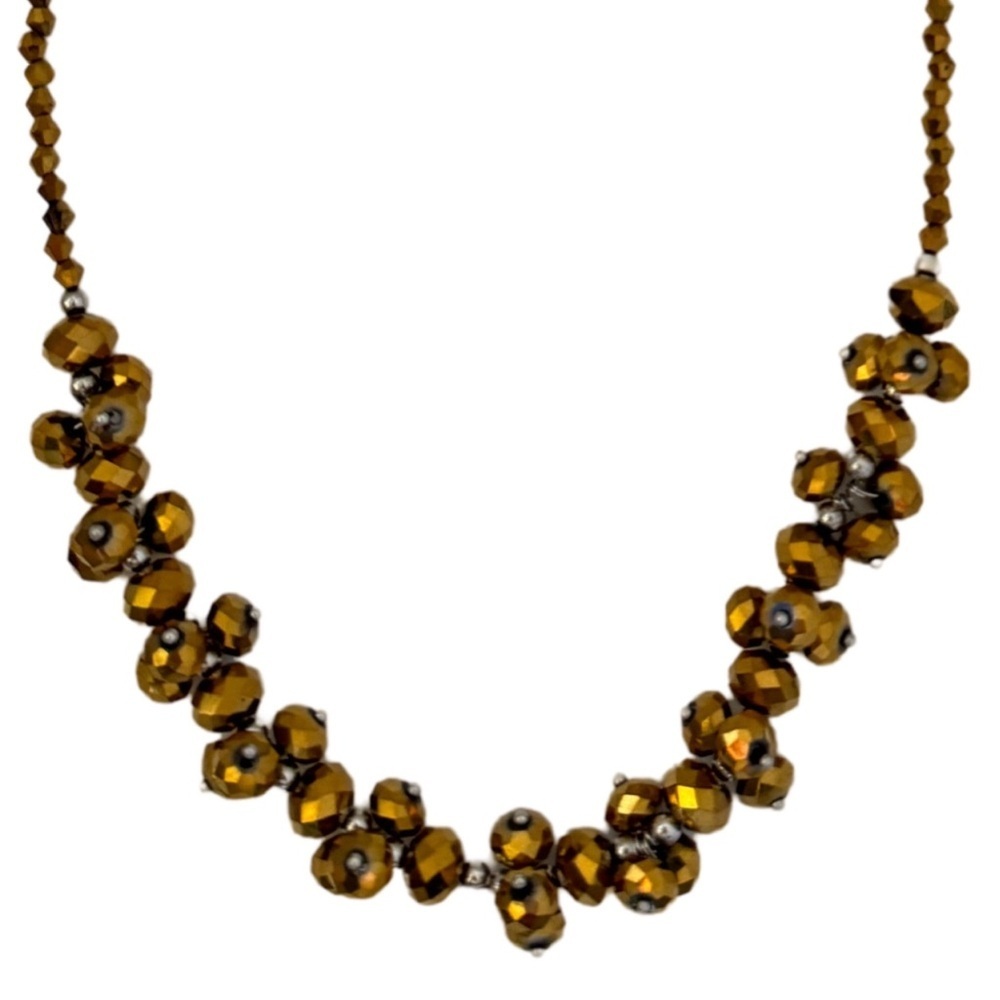 ANTHROPOLOGIE • Golden Bronze Cluster Bead Bohemian Hippie Beach Necklace